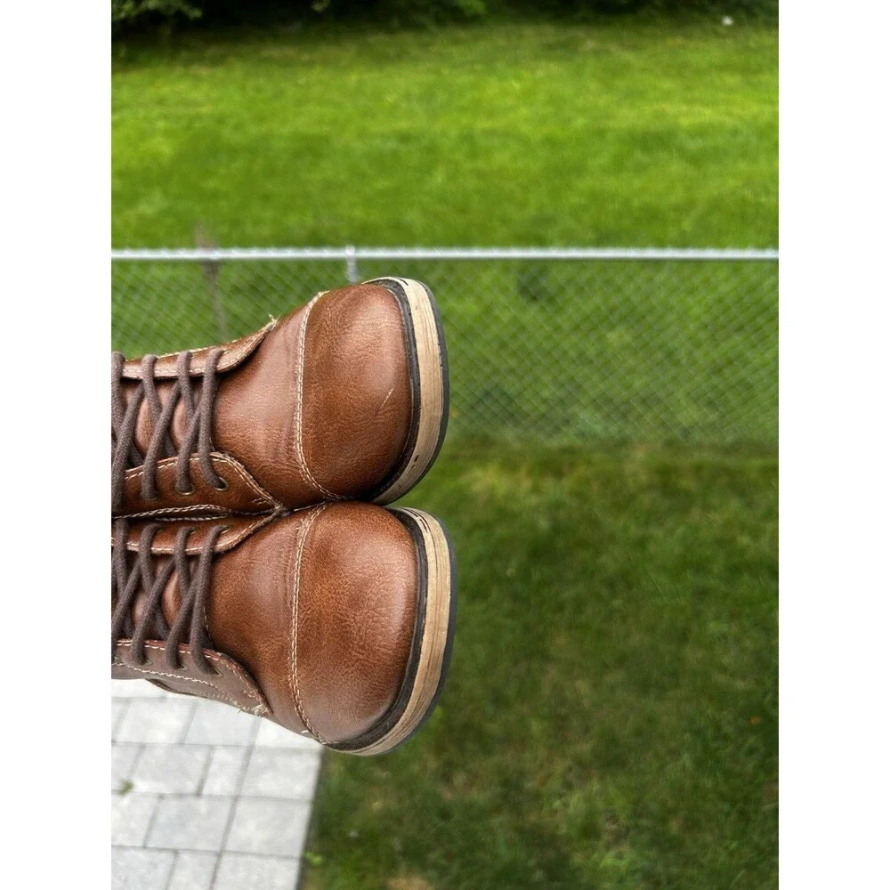 Sonoma Boys Size 4 Faux Leather Cognac Brown Ankle Boots Dress Shoes Kohls